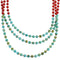 Turquoise Coral 3-Strand Sterling Silver Bead Necklace RX115206